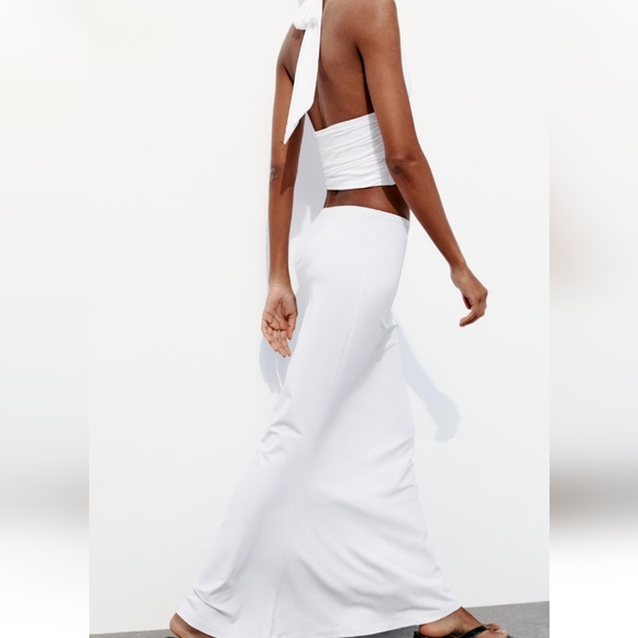 ZARA POLYAMIDE CROP HALTER TOP - Picture 6 of 10